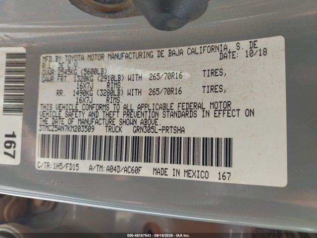 3TMCZ5AN7KM203509 Toyota Tacoma Trd Off Road