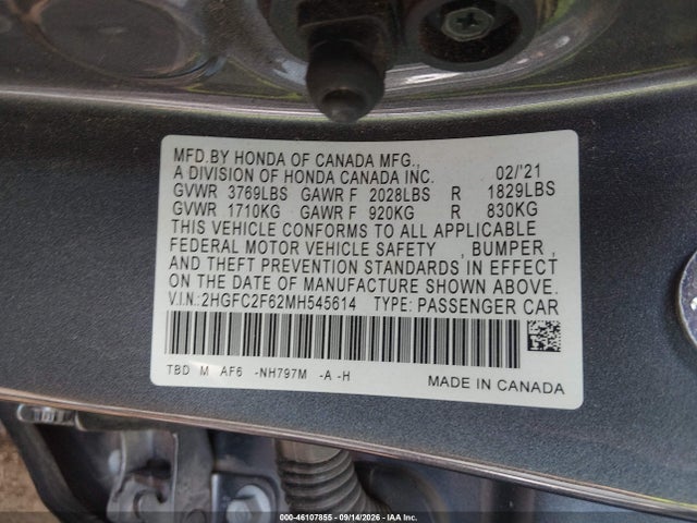 Продажа на аукционе авто 2021 Honda Civic Lx, vin: 2HGFC2F62MH545614, номер лота: 46107855