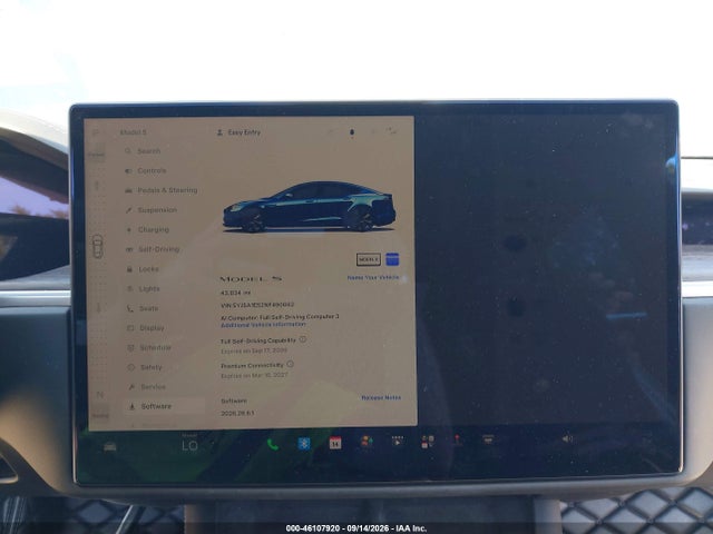 Продаж на аукціоні авто 2022 Tesla Model S Dual Motor All-wheel Drive, vin: 5YJSA1E52NF490062, номер лоту: 46107920
