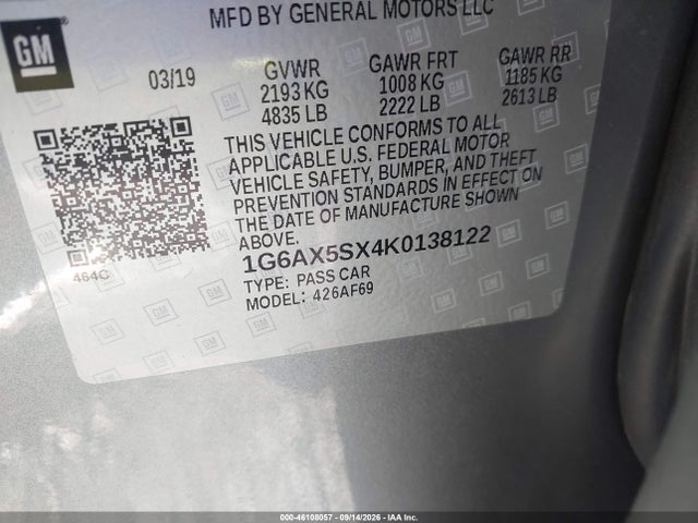 Продаж на аукціоні авто 2019 Cadillac Cts Luxury, vin: 1G6AX5SX4K0138122, номер лоту: 46108057