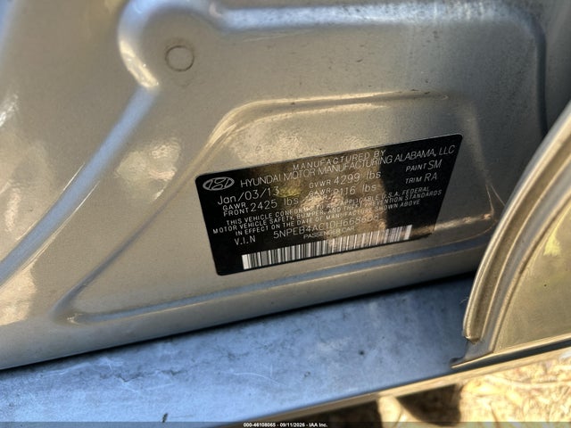 2013 Hyundai Sonata Gls Pzev მანქანა იყიდება აუქციონზე, vin: 5NPEB4AC1DH668608, აუქციონის ნომერი: 46108065