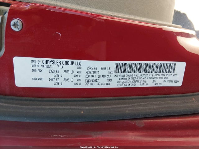 Продаж на аукціоні авто 2014 Dodge Grand Caravan Sxt, vin: 2C4RDGCG3ER478925, номер лоту: 46108119