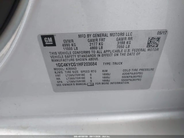 Продаж на аукціоні авто 2017 Chevrolet Silverado 3500hd Wt, vin: 1GC4KYCG1HF203684, номер лоту: 46108159