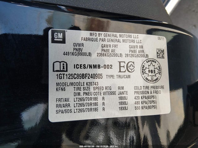 Aukcja sprzedaży 2011 Gmc Sierra 2500hd Denali, vin: 1GT125C89BF240905, numer aukcji: 46108199
