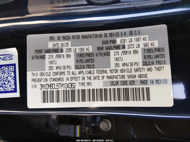 Aukcja sprzedaży 2026 Mazda Cx-30 2.5 S Preferred, vin: 3MVDMBCL5TM104362, numer aukcji: 46108213