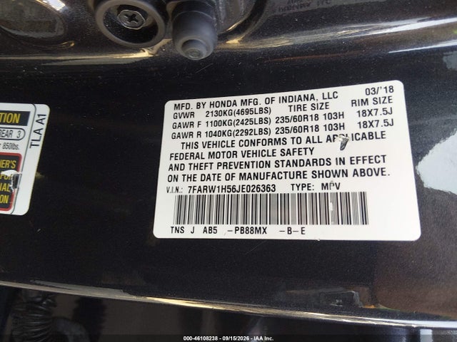Aukcja sprzedaży 2018 Honda Cr-v Ex, vin: 7FARW1H56JE026363, numer aukcji: 46108238