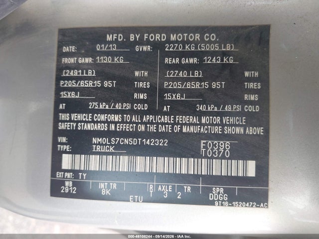 Продажа на аукционе авто 2013 Ford Transit Connect Xl, vin: NM0LS7CN5DT142322, номер лота: 46108244