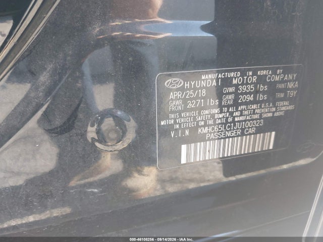 Aukcja sprzedaży 2018 Hyundai Ioniq Hybrid Blue, vin: KMHC65LC1JU100323, numer aukcji: 46108256