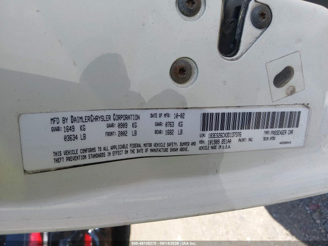 46108270 :رقم المزاد ، 1B3ES26CX3D137376 vin ، 2003 Dodge Neon Se مزاد بيع