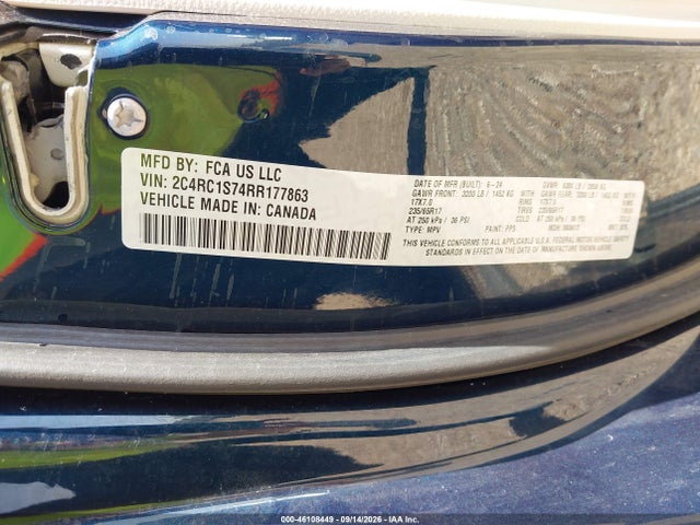 Aukcja sprzedaży 2024 Chrysler Pacifica Hybrid Select, vin: 2C4RC1S74RR177863, numer aukcji: 46108449