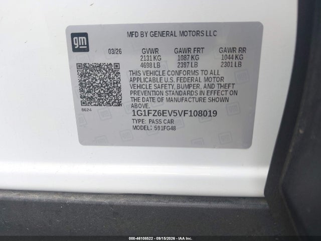 Продажа на аукционе авто 2027 Chevrolet Bolt Rs Fwd, vin: 1G1FZ6EV5VF108019, номер лота: 46108522