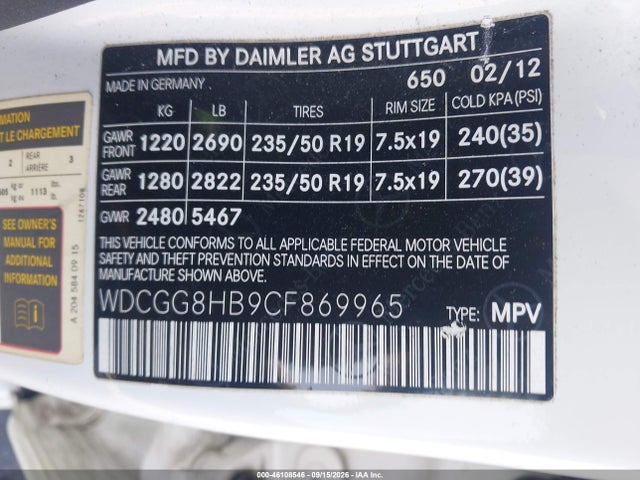 Продажа на аукционе авто 2012 Mercedes-benz Glk 350 4matic, vin: WDCGG8HB9CF869965, номер лота: 46108546