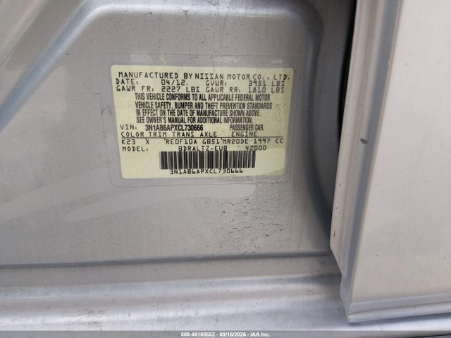 Aukcja sprzedaży 2012 Nissan Sentra 2.0 Sr, vin: 3N1AB6APXCL730666, numer aukcji: 46108552