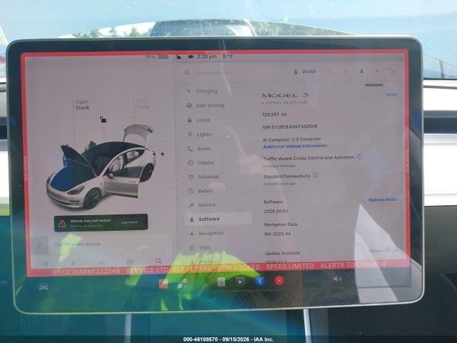 46108570 :رقم المزاد ، 5YJ3E1EA6KF332549 vin ، 2019 Tesla Model 3 Long Range/mid Range/standard Range/standard Range Plus مزاد بيع