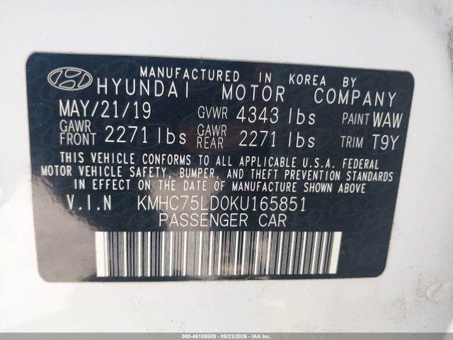 KMHC75LD0KU165851 Hyundai Ioniq Plug-in Hybrid Limited