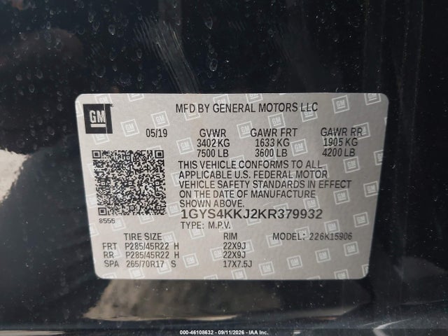Aukcja sprzedaży 2019 Cadillac Escalade Esv Platinum, vin: 1GYS4KKJ2KR379932, numer aukcji: 46108632