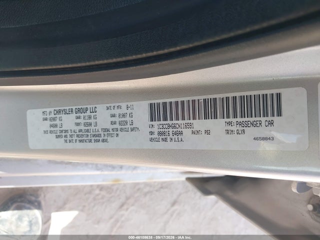Auction sale of the 2012 Chrysler 200 S, vin: 1C3CCBHG6CN116591, lot number: 46108638