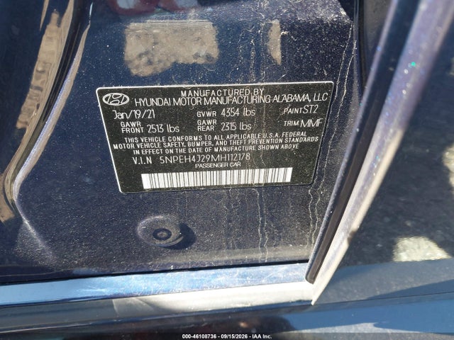 Aukcja sprzedaży 2021 Hyundai Sonata Limited, vin: 5NPEH4J29MH112178, numer aukcji: 46108736