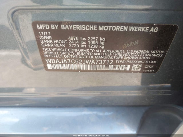 Продажа на аукционе авто 2018 Bmw 530i Xdrive, vin: WBAJA7C52JWA73712, номер лота: 46108757