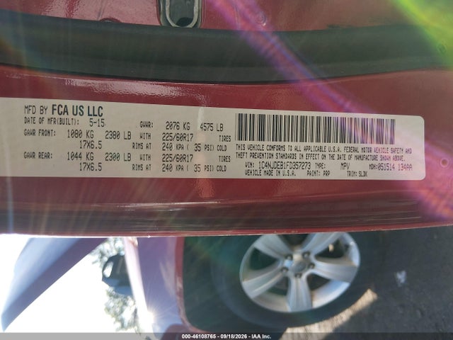 46108765 :رقم المزاد ، 1C4NJDEB1FD357273 vin ، 2015 Jeep Compass High Altitude Edition مزاد بيع
