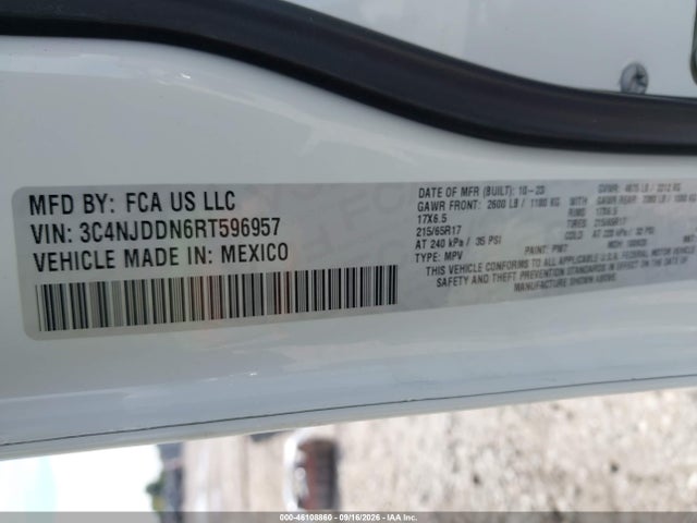 Продаж на аукціоні авто 2024 Jeep Compass Trailhawk 4x4, vin: 3C4NJDDN6RT596957, номер лоту: 46108860