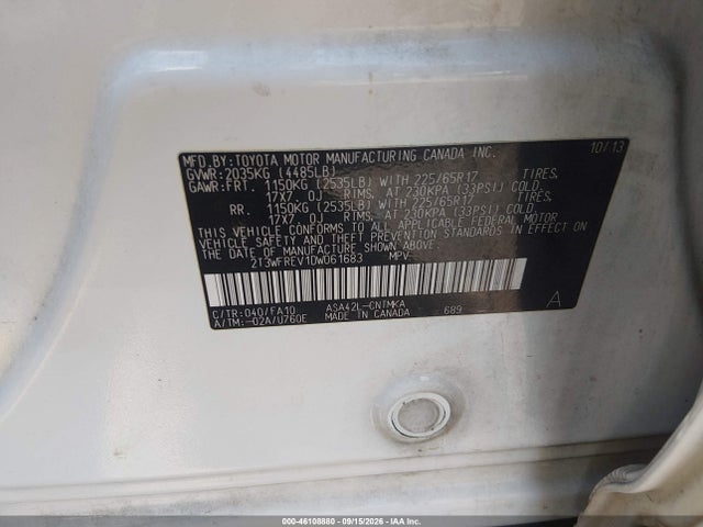 Продаж на аукціоні авто 2013 Toyota Rav4 Xle, vin: 2T3WFREV1DW061683, номер лоту: 46108880