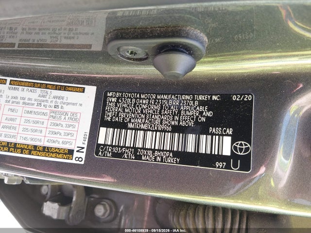 46108939 :رقم المزاد ، NMTKHMBX2LR109966 vin ، 2020 Toyota C-hr Le مزاد بيع