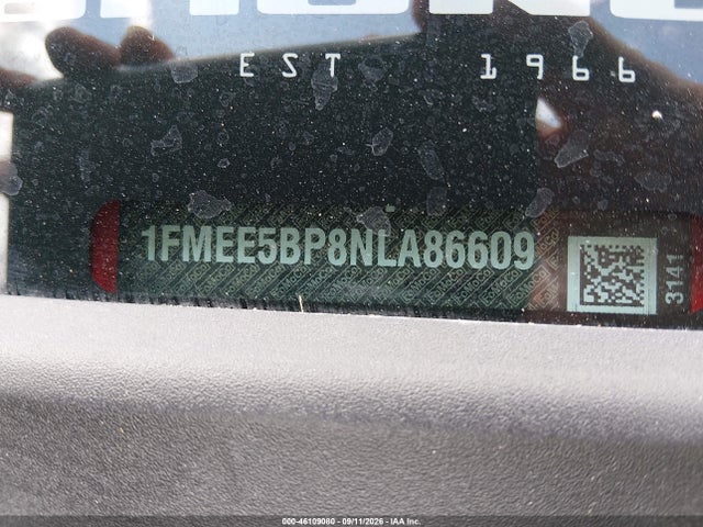 46109080 :رقم المزاد ، 1FMEE5BP8NLA86609 vin ، 2022 Ford Bronco Black Diamond مزاد بيع