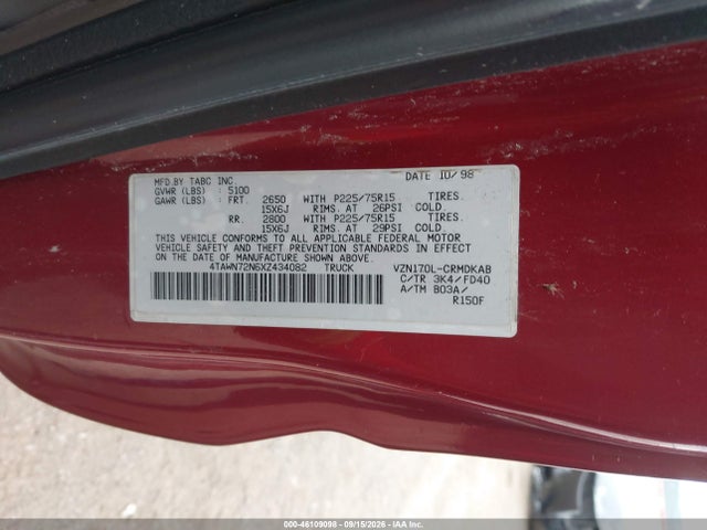 Продаж на аукціоні авто 1999 Toyota Tacoma, vin: 4TAWN72N6XZ434082, номер лоту: 46109098