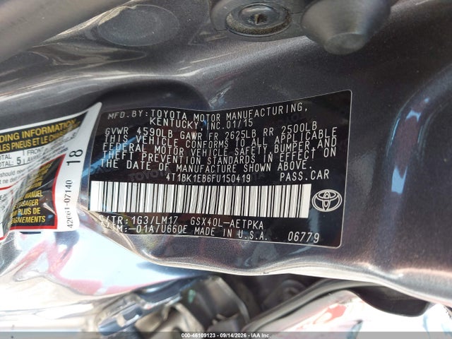 Продаж на аукціоні авто 2015 Toyota Avalon Limited, vin: 4T1BK1EB6FU150419, номер лоту: 46109123