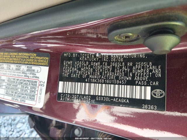 Aukcja sprzedaży 2006 Toyota Avalon Xls, vin: 4T1BK36B16U159457, numer aukcji: 46109297