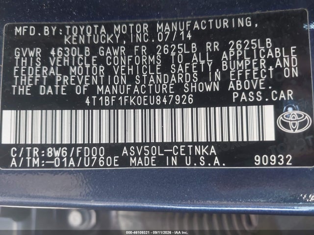 Toyota CAMRY LE 2014 4T1BF1FK0EU847926 Image 9