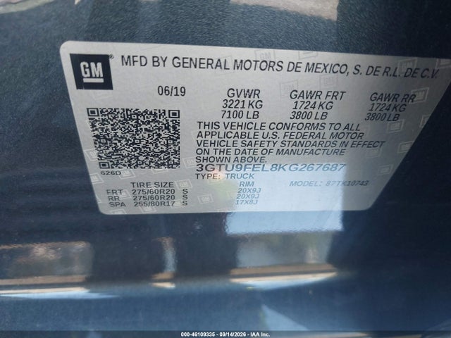 3GTU9FEL8KG267687 GMC Sierra 1500 Denali