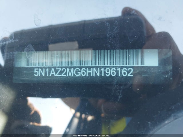 2017 Nissan Murano S მანქანა იყიდება აუქციონზე, vin: 5N1AZ2MG6HN196162, აუქციონის ნომერი: 46109349