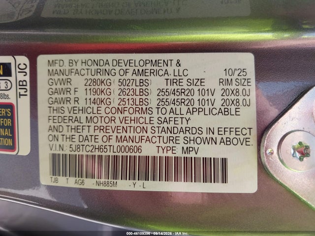 Продаж на аукціоні авто 2026 Acura Rdx A-spec, vin: 5J8TC2H65TL000606, номер лоту: 46109396