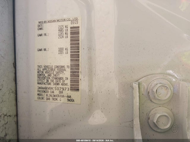 Продажа на аукционе авто 2023 Nissan Maxima Sr Xtronic Cvt, vin: 1N4AA6EV0PC507973, номер лота: 46109410