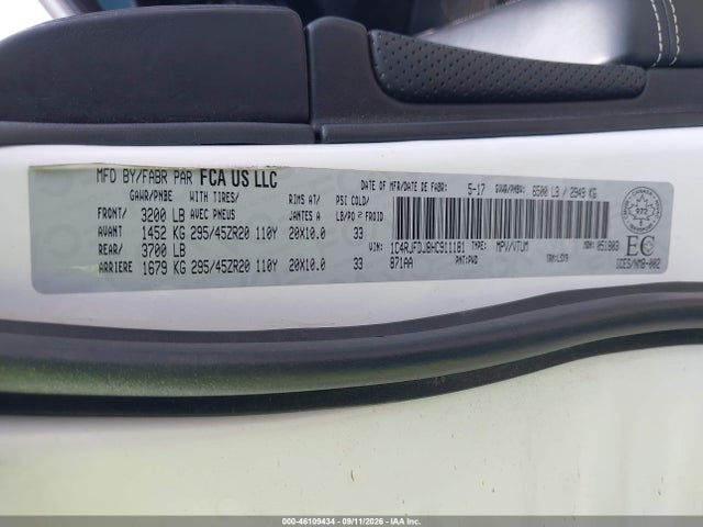 Продажа на аукционе авто 2017 Jeep Grand Cherokee Srt, vin: 1C4RJFDJ8HC911181, номер лота: 46109434
