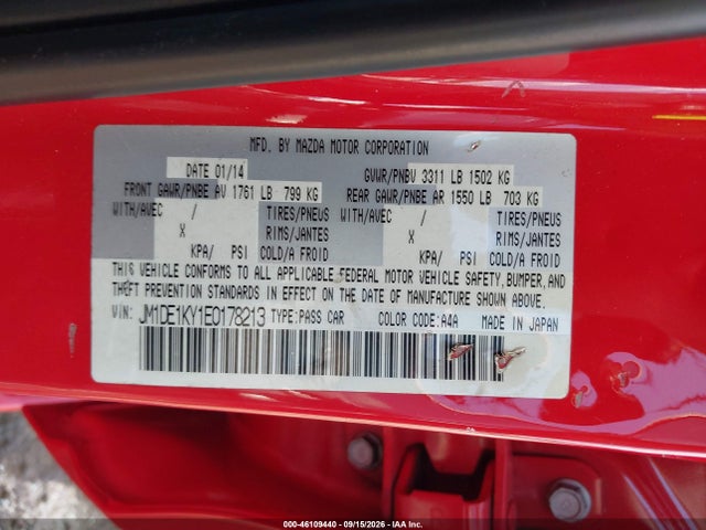 Aukcja sprzedaży 2014 Mazda Mazda2 Sport, vin: JM1DE1KY1E0178213, numer aukcji: 46109440