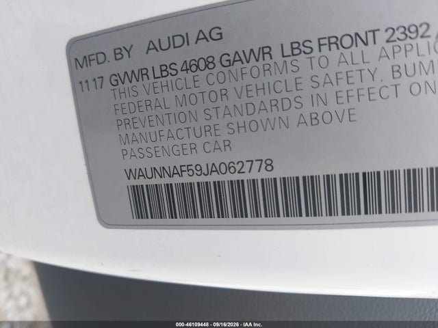 Aukcja sprzedaży 2018 Audi A5 2.0t Premium, vin: WAUNNAF59JA062778, numer aukcji: 46109448
