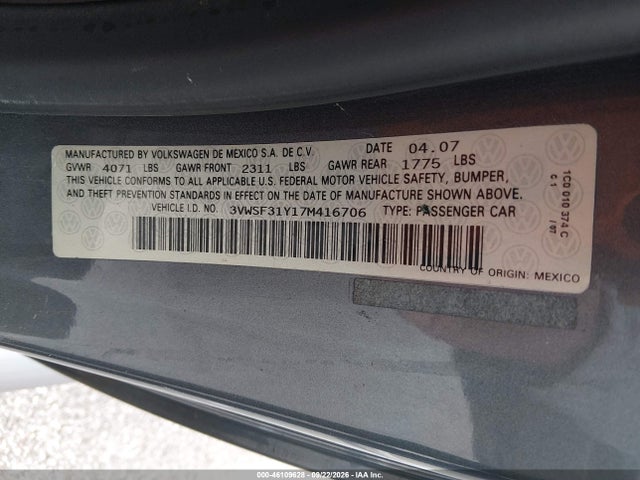 Продажа на аукционе авто 2007 Volkswagen New Beetle 2.5, vin: 3VWSF31Y17M416706, номер лота: 46109628