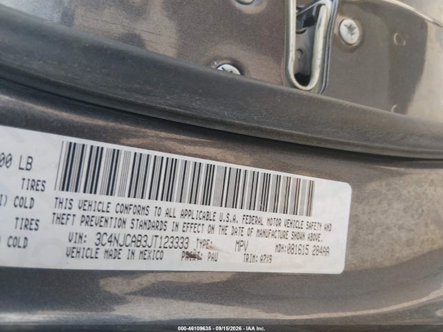 46109635 :رقم المزاد ، 3C4NJCAB3JT123333 vin ، 2018 Jeep Compass Sport Fwd مزاد بيع
