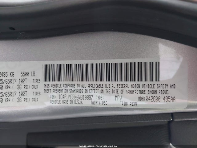 Aukcja sprzedaży 2016 Jeep Cherokee Latitude, vin: 1C4PJMCB0GW310897, numer aukcji: 46109651