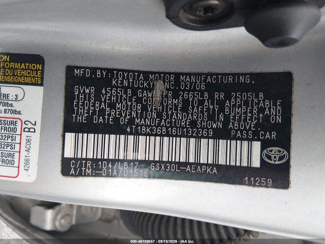 Продажа на аукционе авто 2006 Toyota Avalon Limited, vin: 4T1BK36B16U132369, номер лота: 46109657