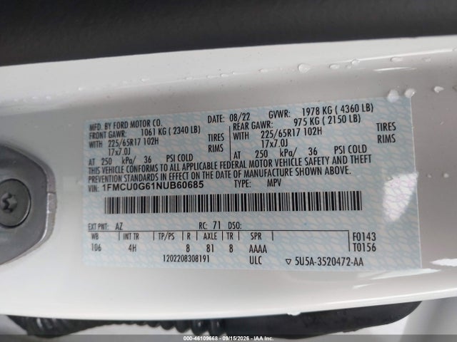 Ford ESCAPE SE 2022 1FMCU0G61NUB60685 Image 9