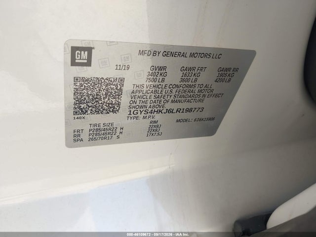 Продажа на аукционе авто 2020 Cadillac Escalade Esv 4wd Luxury, vin: 1GYS4HKJ6LR198773, номер лота: 46109672
