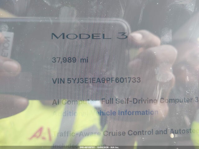 Продажа на аукционе авто 2023 Tesla Model 3 Rear-wheel Drive, vin: 5YJ3E1EA9PF601733, номер лота: 46109781