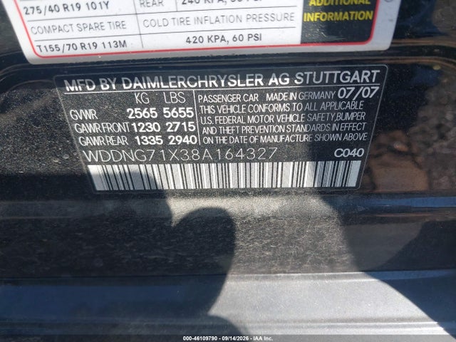 Auction sale of the 2008 Mercedes-benz S 550, vin: WDDNG71X38A164327, lot number: 46109790