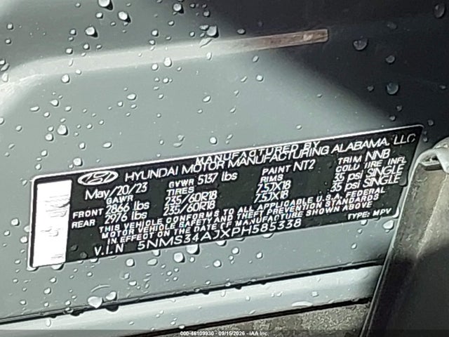 Продаж на аукціоні авто 2023 Hyundai Santa Fe Sel, vin: 5NMS34AJXPH585338, номер лоту: 46109930