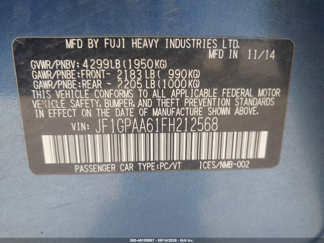 JF1GPAA61FH212568 Subaru Impreza 2.0i