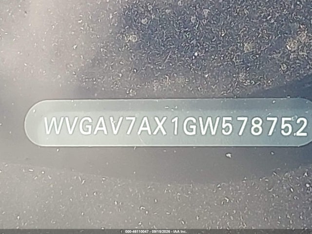 2016 Volkswagen Tiguan Se მანქანა იყიდება აუქციონზე, vin: WVGAV7AX1GW578752, აუქციონის ნომერი: 46110047